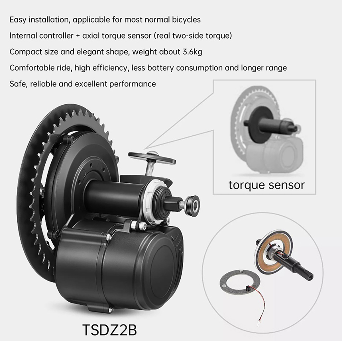 新バージョン Tongsheng 48V 500 ワット電動 - Torque Sensor Mid Drive Motor Kit のレビューと価格